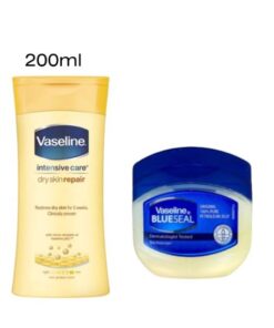 Vaseline Dry Skin Repair Moisturizing Body Lotion 200ml + vaseline blueseal dermatologist tested pure petroleum