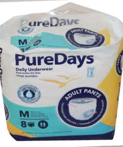 PUREDAYS DAILY UNDERWEAR-ADULT PANTS (MEDIUM) 8PCS,28"-44"70CM-110CM
